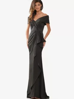 Robe de mère épaules dénudées sans manches sirène longueur au sol robes d'invitées de mariage