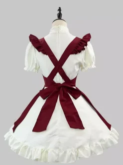 Robe de Noël Lolita Maid à manches courtes longueur genou joli ruban costume de cosplay