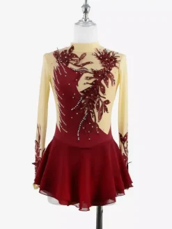 Robe de patinage Black Swan en maille perlée élégante pour femmes et filles