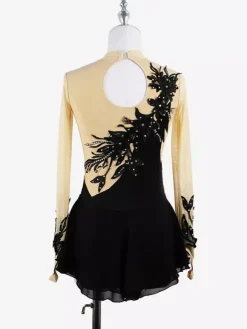 Robe de patinage Black Swan en maille perlée élégante pour femmes et filles