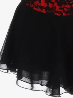 Robe de patinage Costumes de danse en dentelle polyester noire
