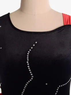 Robe De Patinage Costumes De Danse Velours Coréen Noir