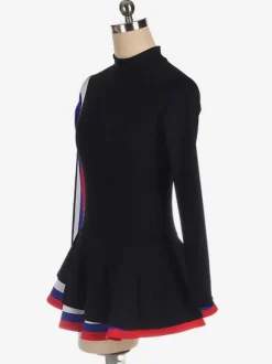 Robe De Patinage Noir Polyester Rayures Costumes De Danse
