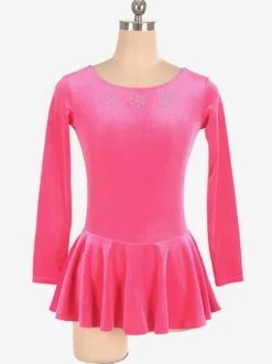 Robe De Patinage Noir Velours Coréen Manches Longues Costumes De Danse