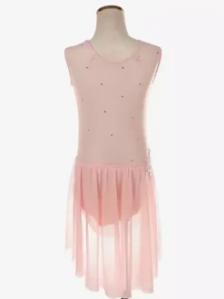 Robe de patinage sans manches en maille illusion nude ornée de strass vêtements de performance