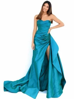 Robe de soirée 2026 sirène bustier en satin jupe fendue à traîne