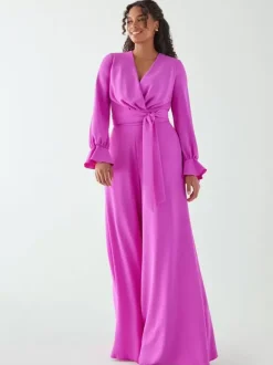 Robe de soirée combinaison col en V longueur au sol ceinture robes de soirée sociale