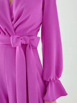 Robe de soirée combinaison col en V longueur au sol ceinture robes de soirée sociale