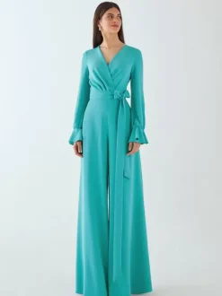 Robe de soirée combinaison col en V longueur au sol ceinture robes de soirée sociale