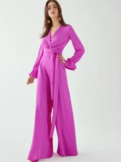 Robe de soirée combinaison col en V longueur au sol ceinture robes de soirée sociale