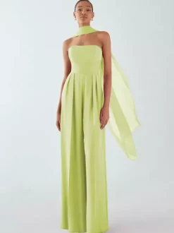 Robe de soirée en mousseline de soie plissée combinaison sans bretelles longueur au sol sans manches fermeture éclair robes de soirée formelles