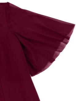 Robe de soirée élégante à manches transparentes et col rond ornée de patchwork en maille collection 2026
