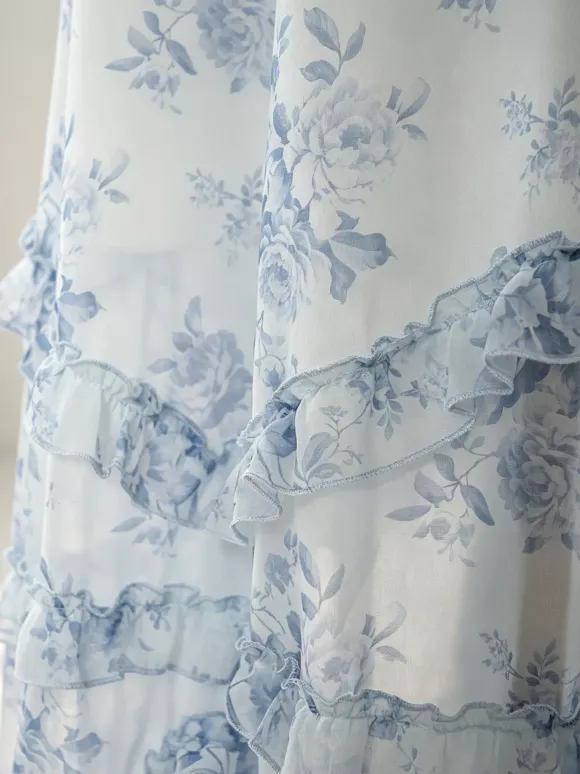 Robe de soirée longue à volants superposés et à bretelles fendues 2026