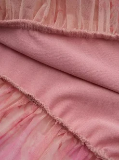Robe de soirée longue abricot clair col montant plissée manches courtes imprimée