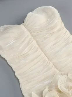 Robe de soirée longue abricot sans bretelles dos nu chic et semi-formelle