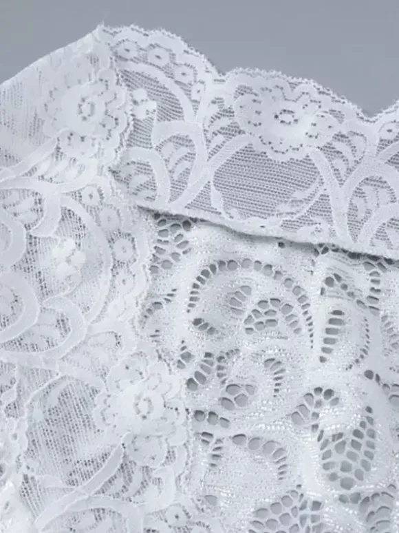 Robe de soirée longue blanche en dentelle à col en V et manches longues transparente sexy et semi-formelle