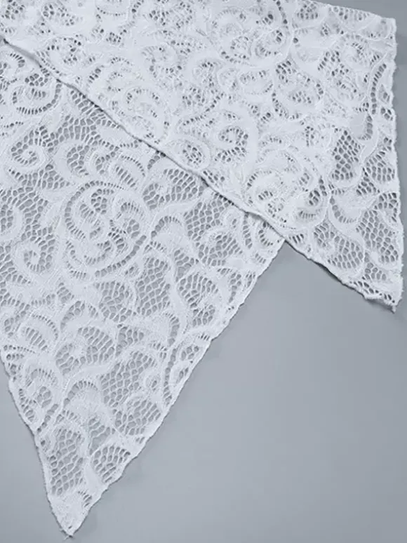 Robe de soirée longue blanche en dentelle à col en V et manches longues transparente sexy et semi-formelle