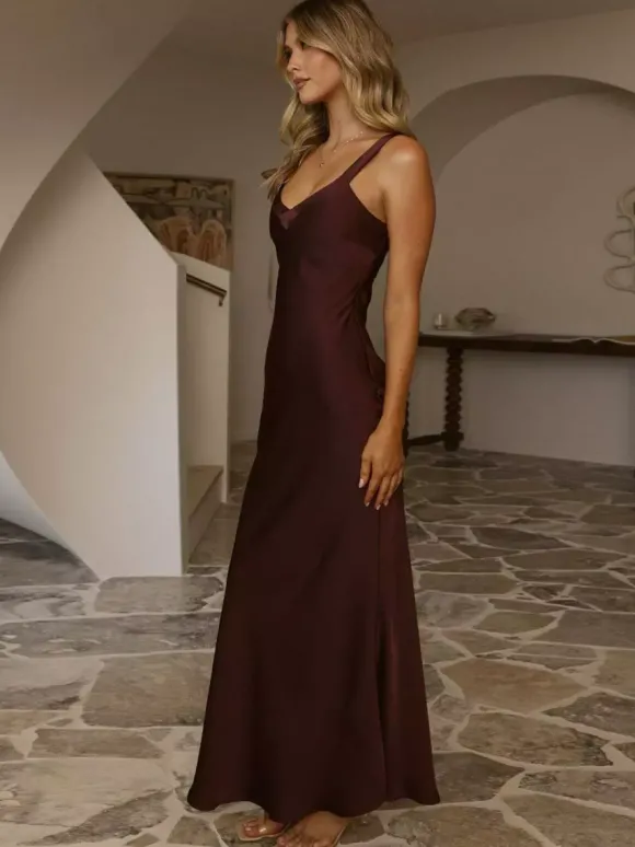 Robe de soirée longue bleu royal à bretelles col sans manches dos nu sexy et semi-formelle
