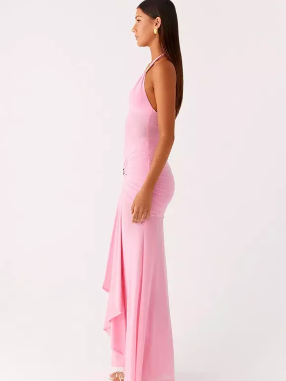 Robe de soirée longue marron café col en V sans manches sexy semi-formelle