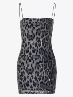 Robe de soirée léopard à imprimé léopard sans manches bretelles col rond robe d'été