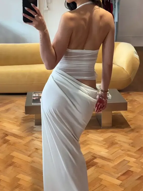 Robe de soirée maxi bleue à fleurs sans manches sexy et semi-formelle idéale pour l'été.