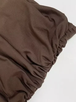 Robe de soirée maxi marron sans bretelles plissée sans manches robe sexy semi-formelle