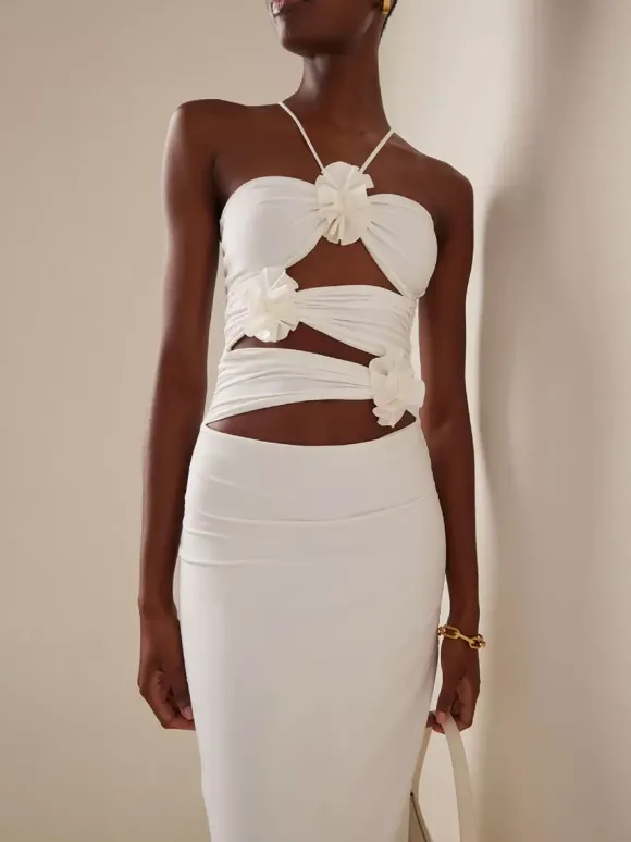 Robe de soirée maxi noire sans bretelles à lacets dos nu style décontracté semi-formel