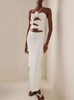 Robe de soirée maxi noire sans bretelles à lacets dos nu style décontracté semi-formel