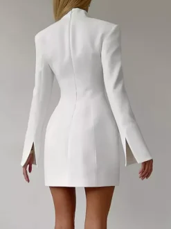 Robe de soirée mini élégante à col V poches boutonnées et coupe ajustée