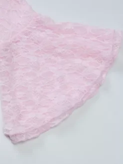 Robe de soirée mini rose à col V en dentelle manches longues plissées robe semi-formelle élégante