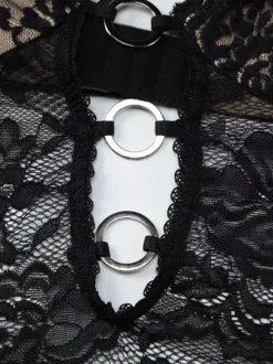 Robe de soirée noire à dos croisé et découpes en dentelle robe longue pour boîte de nuit