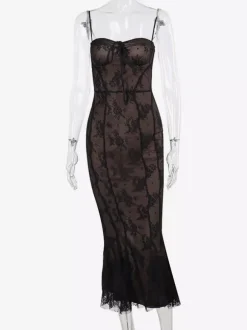 Robe de soirée noire imprimée sans manches à bretelles robe d'été