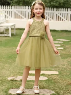 Robe de soirée pour fille robe de demoiselle d'honneur robe de soirée sociale pour enfants robe de demoiselle d'honneur robe de demoiselle d'honneur sans manches fleurs