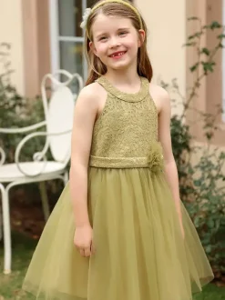 Robe de soirée pour fille robe de demoiselle d'honneur robe de soirée sociale pour enfants robe de demoiselle d'honneur robe de demoiselle d'honneur sans manches fleurs