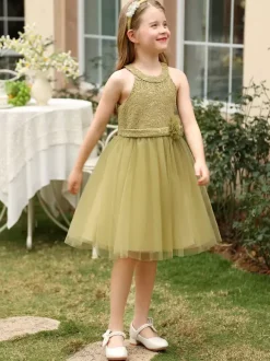 Robe de soirée pour fille robe de demoiselle d'honneur robe de soirée sociale pour enfants robe de demoiselle d'honneur robe de demoiselle d'honneur sans manches fleurs