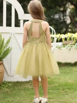 Robe de soirée pour fille robe de demoiselle d'honneur robe de soirée sociale pour enfants robe de demoiselle d'honneur robe de demoiselle d'honneur sans manches fleurs