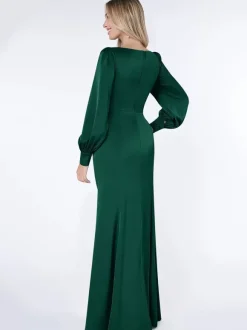Robe de soirée pour la mère de la mariée Bond manches longues robe de bal plissée robes d'invité pour mariage