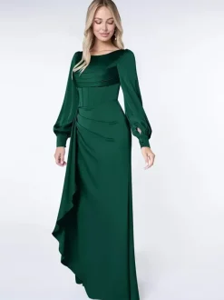 Robe de soirée pour la mère de la mariée Bond manches longues robe de bal plissée robes d'invité pour mariage
