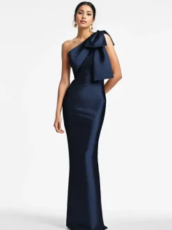 Robe de soirée pour la mère de la mariée asymétrique n艙uds longueur au sol sirène robes d'invitées pour mariage