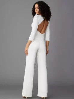 Robe de soirée pour mère de la mariée combinaison à manches longues et col en v robes d'invitées de mariage