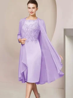 Robe de soirée pour mère de la mariée col bijou manches courtes A-ligne dentelle thé longueur robes d'invité pour mariage personnalisation gratuite