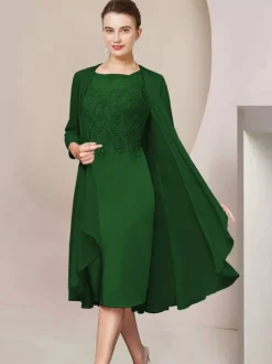 Robe de soirée pour mère de la mariée col bijou manches courtes A-ligne dentelle thé longueur robes d'invité pour mariage personnalisation gratuite