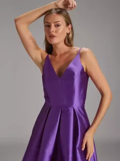 Robe de soirée pour mère de la mariée col en v sans manches robe de bal plissée robes d'invitées de mariage