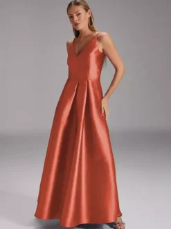 Robe de soirée pour mère de la mariée col en v sans manches robe de bal plissée robes d'invitées de mariage