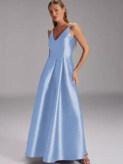 Robe de soirée pour mère de la mariée col en v sans manches robe de bal plissée robes d'invitées de mariage