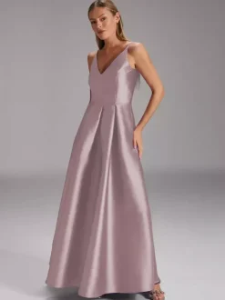 Robe de soirée pour mère de la mariée col en v sans manches robe de bal plissée robes d'invitées de mariage