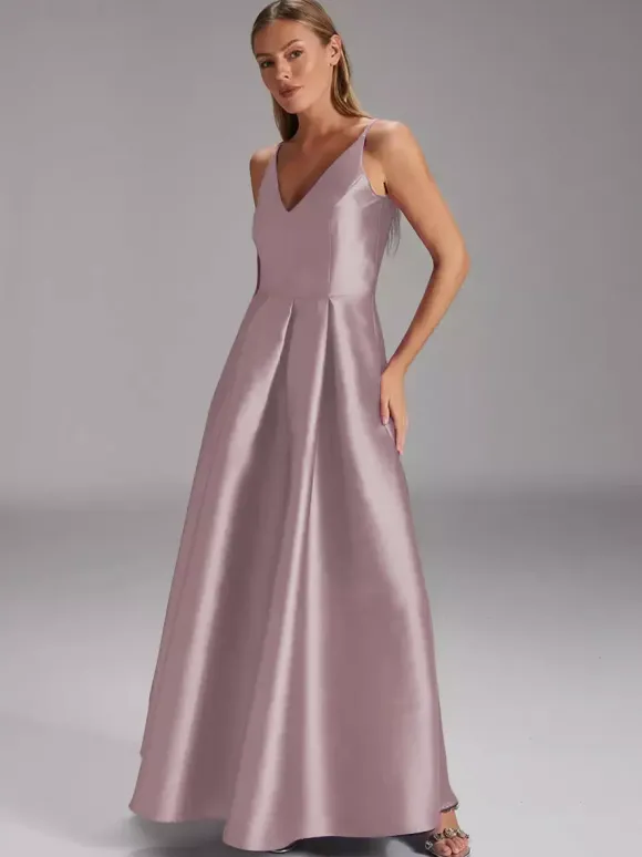 Robe de soirée pour mère de la mariée col en v sans manches robe de bal plissée robes d'invitées de mariage