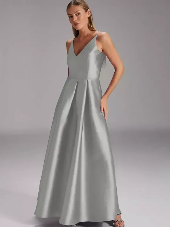Robe de soirée pour mère de la mariée col en v sans manches robe de bal plissée robes d'invitées de mariage