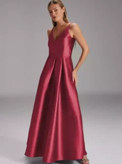 Robe de soirée pour mère de la mariée col en v sans manches robe de bal plissée robes d'invitées de mariage