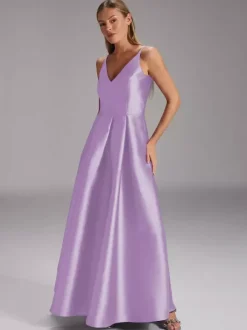 Robe de soirée pour mère de la mariée col en v sans manches robe de bal plissée robes d'invitées de mariage